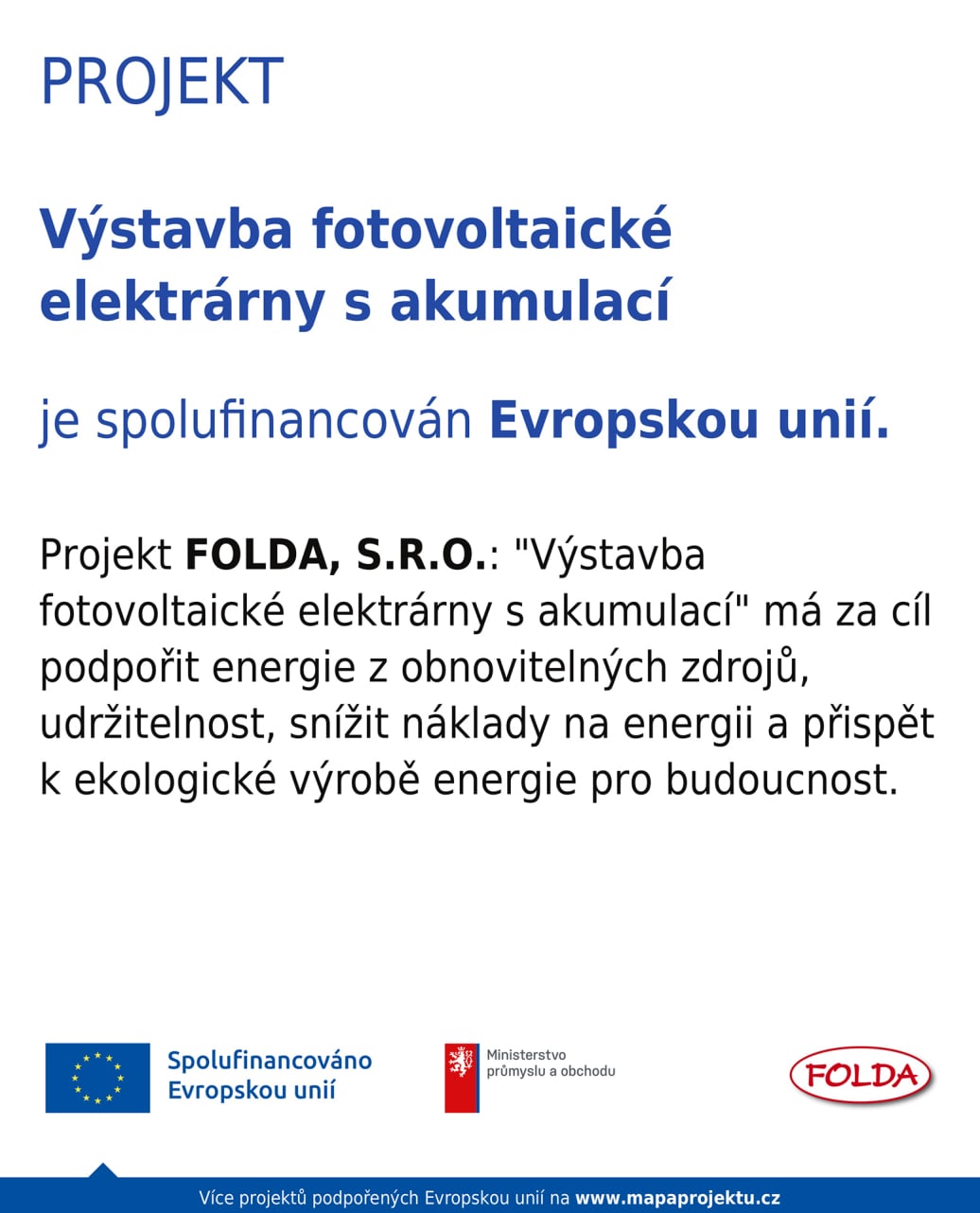 Projekt EU fotovoltaika STK Raspenava Folda s.r.o.